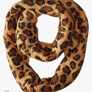 BETSEY JOHNSON Infinity Winter Scarf Leopard Print Metallic Sparkle